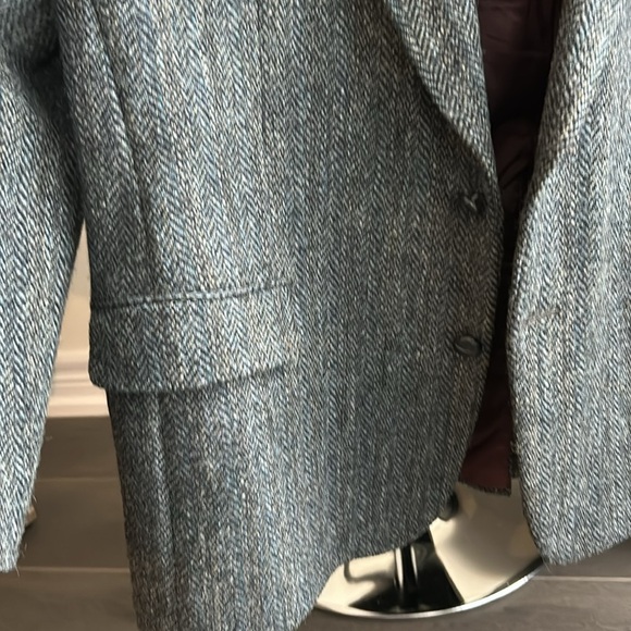 Moores Harris Tweed Blue Gray Wool Blazer Men’s 44R Single Breasted Sportscoat - Picture 7 of 16